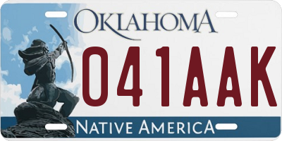 OK license plate 041AAK