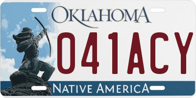 OK license plate 041ACY