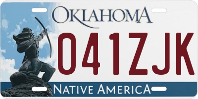 OK license plate 041ZJK