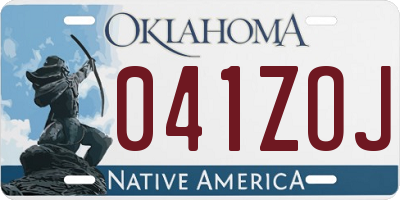 OK license plate 041ZOJ
