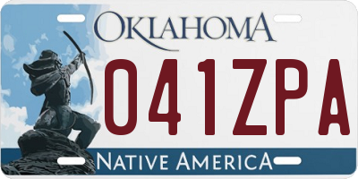 OK license plate 041ZPA
