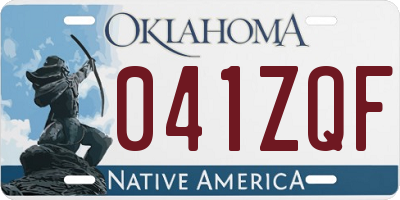 OK license plate 041ZQF