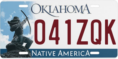 OK license plate 041ZQK