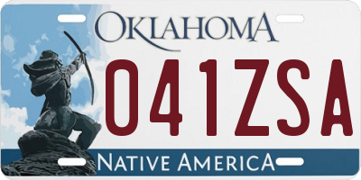 OK license plate 041ZSA