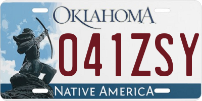 OK license plate 041ZSY