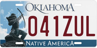 OK license plate 041ZUL