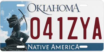 OK license plate 041ZYA