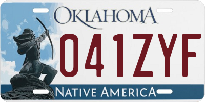 OK license plate 041ZYF