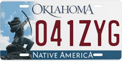 OK license plate 041ZYG