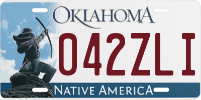 OK license plate 042ZLI