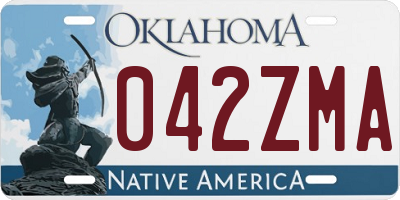 OK license plate 042ZMA