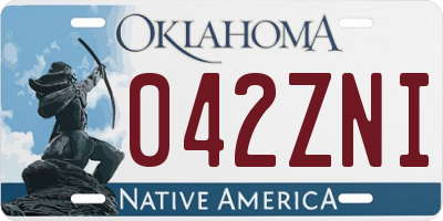 OK license plate 042ZNI