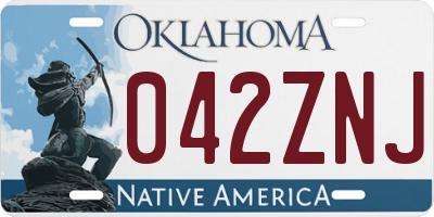OK license plate 042ZNJ