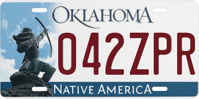 OK license plate 042ZPR