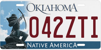 OK license plate 042ZTI