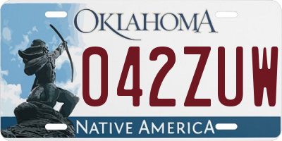 OK license plate 042ZUW