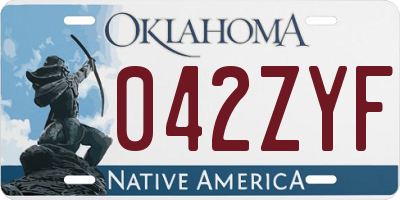 OK license plate 042ZYF