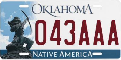 OK license plate 043AAA