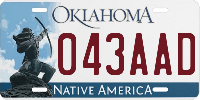 OK license plate 043AAD