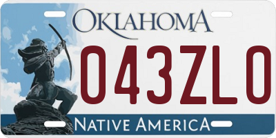 OK license plate 043ZLO