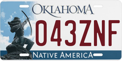 OK license plate 043ZNF