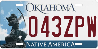 OK license plate 043ZPW