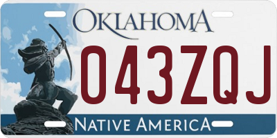 OK license plate 043ZQJ