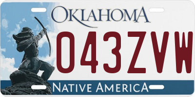 OK license plate 043ZVW