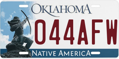 OK license plate 044AFW