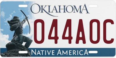 OK license plate 044AOC