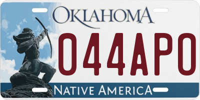 OK license plate 044APO