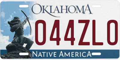 OK license plate 044ZLO