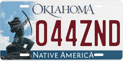 OK license plate 044ZND