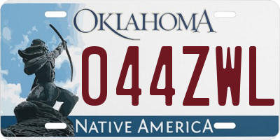 OK license plate 044ZWL