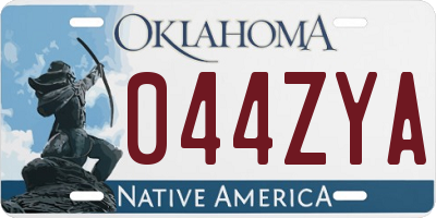 OK license plate 044ZYA