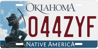 OK license plate 044ZYF
