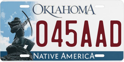 OK license plate 045AAD