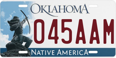 OK license plate 045AAM