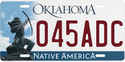 OK license plate 045ADC