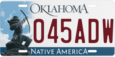 OK license plate 045ADW