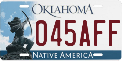 OK license plate 045AFF