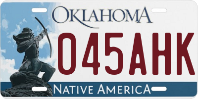 OK license plate 045AHK