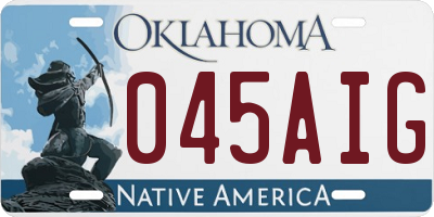 OK license plate 045AIG