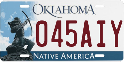 OK license plate 045AIY