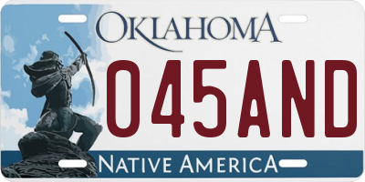 OK license plate 045AND