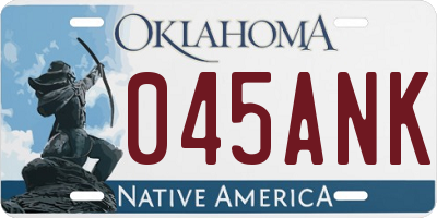 OK license plate 045ANK