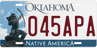 OK license plate 045APA
