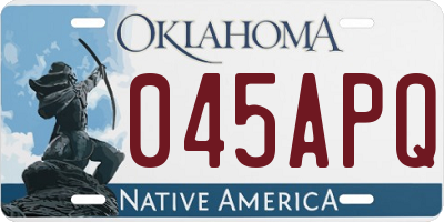 OK license plate 045APQ