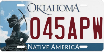 OK license plate 045APW