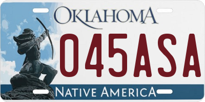OK license plate 045ASA